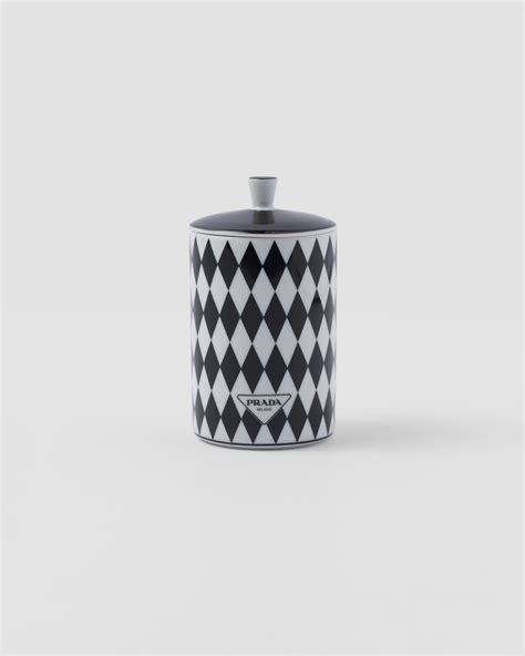 candela profumata prada|White/black Porcelain scented candle .